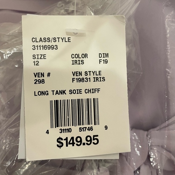 David’s Bridal Bridesmaid Gown Size 12 Iris F19831 Chiffon Suplice Tank Purple - Picture 6 of 9